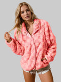 Women Double Take Checkered Long Sleeve Fuzzy Jacket