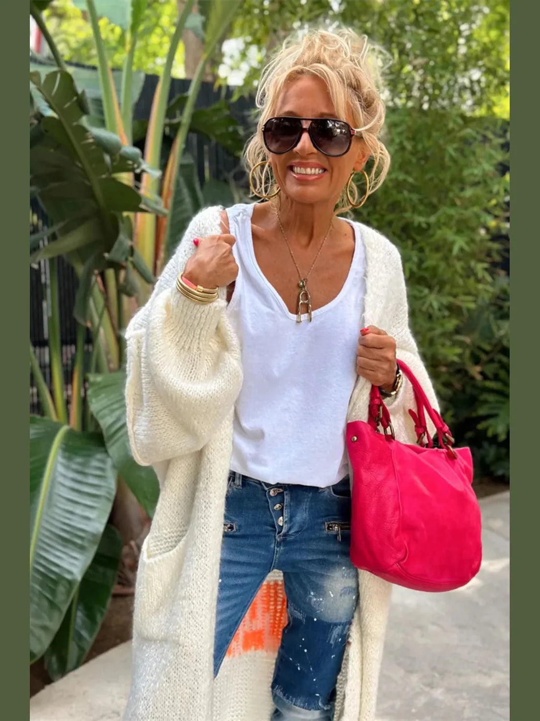 Letter Dropped Shoulder Long Sleeve Cardigan
