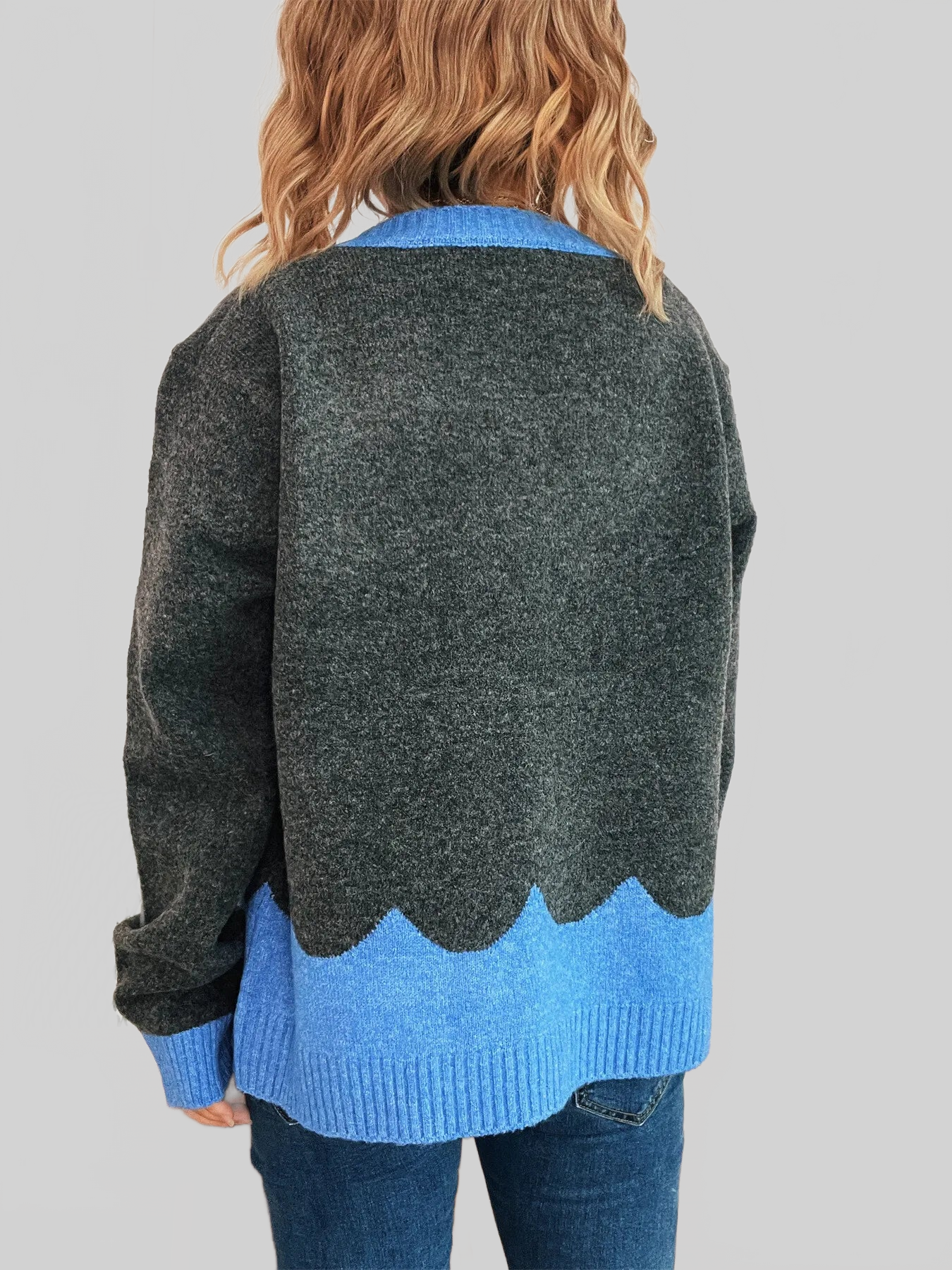 Button-Front Contrast Trim Cardigan