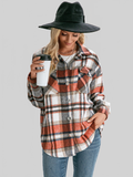 Women Ivy Lane Meet You Outside Plaid Button Down Curved Hem Shacket
