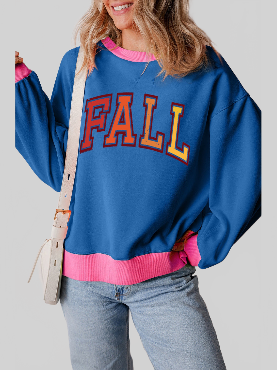 Women Letter Graphic Contrast Long Sleeve Sweatshirt