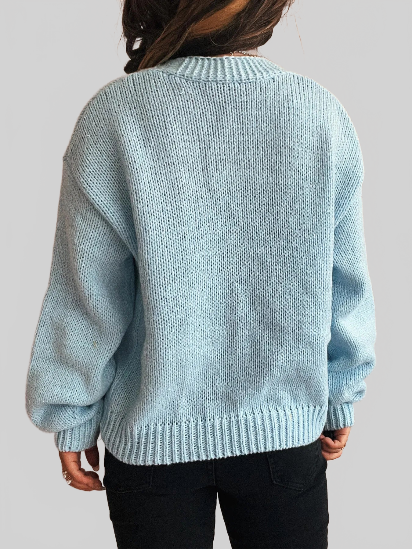 Flower Open Front Long Sleeve Cardigan