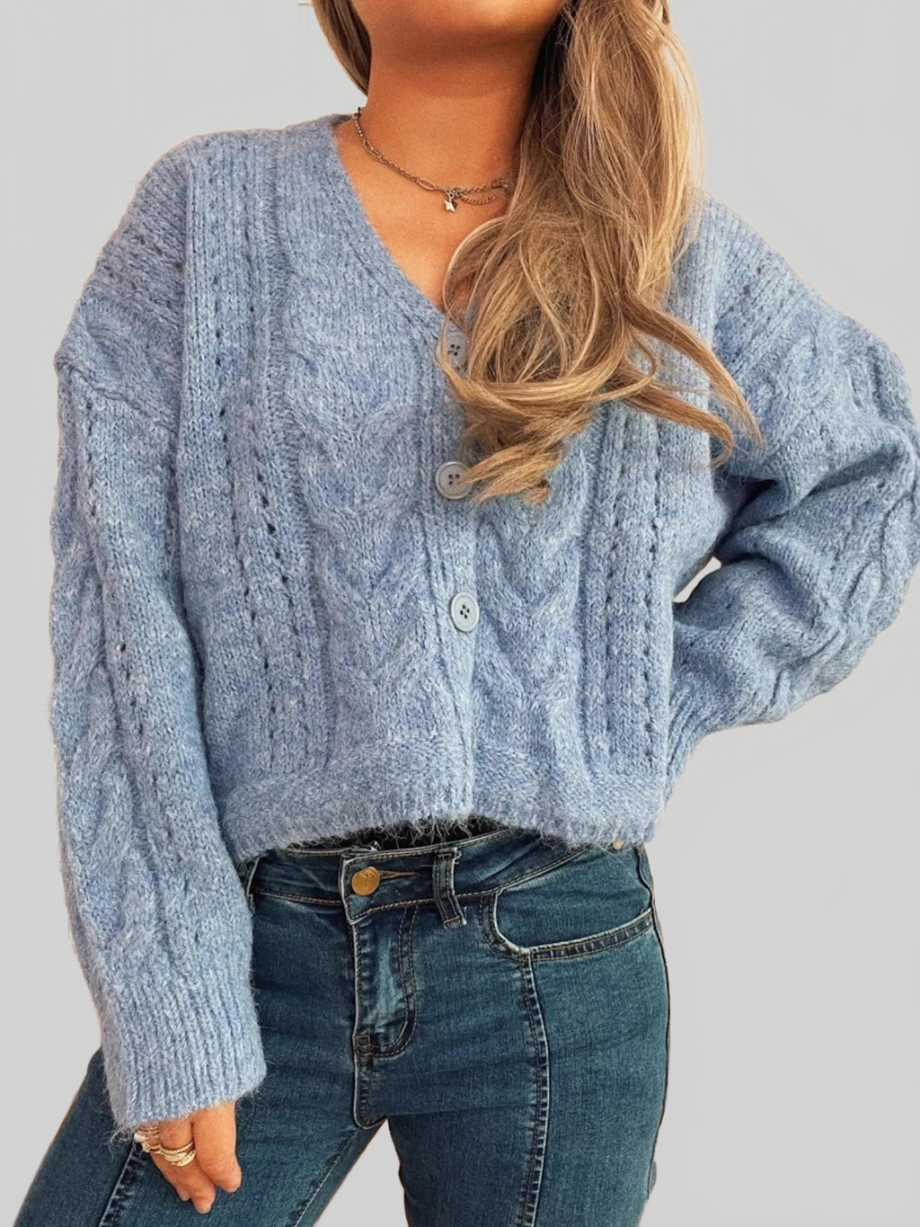 Cable Knit Button-Up Cardigan