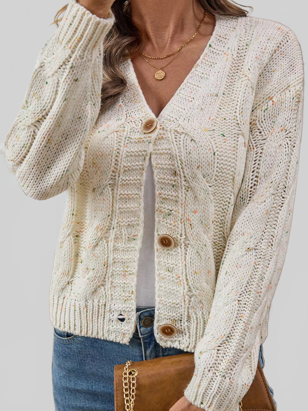 Cable Knit Button-Up Cardigan