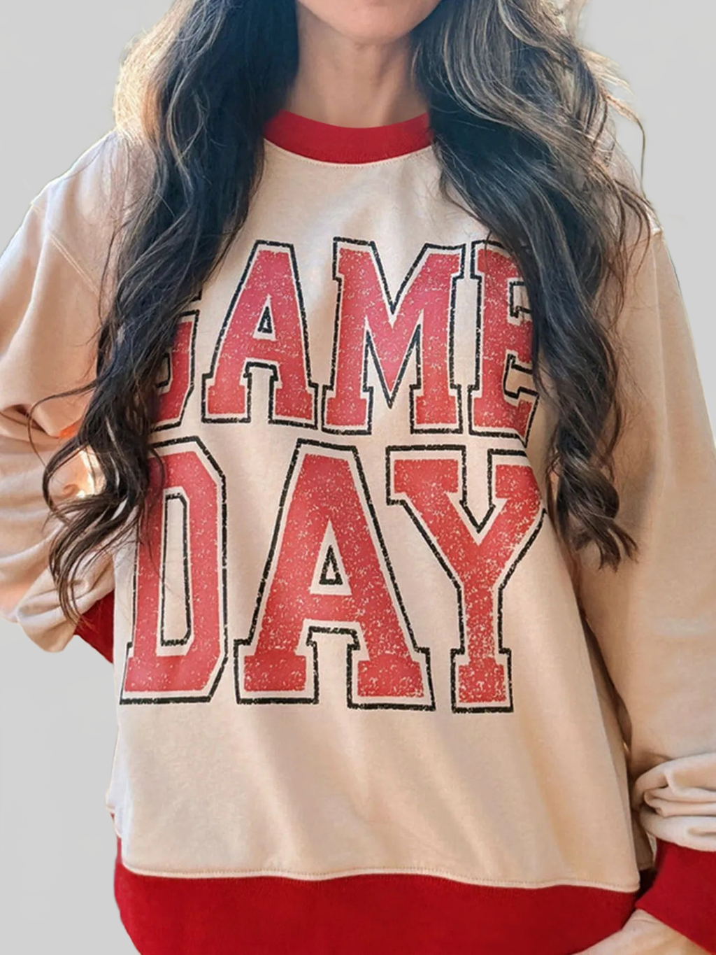 Women GAME DAY Letter Graphic Round Neck Sweatshirt