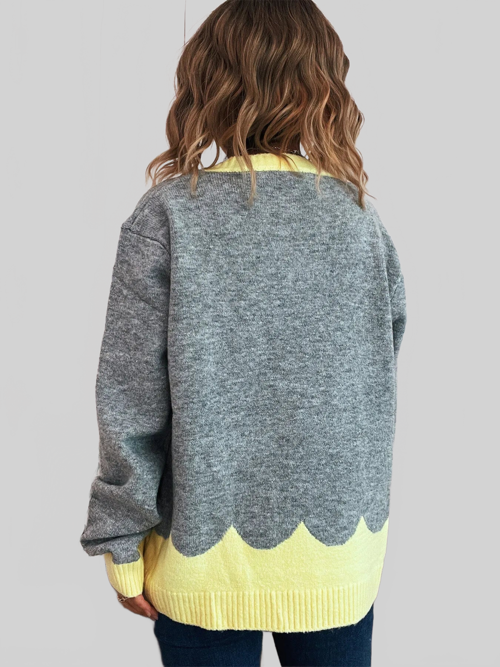 Button-Front Contrast Trim Cardigan