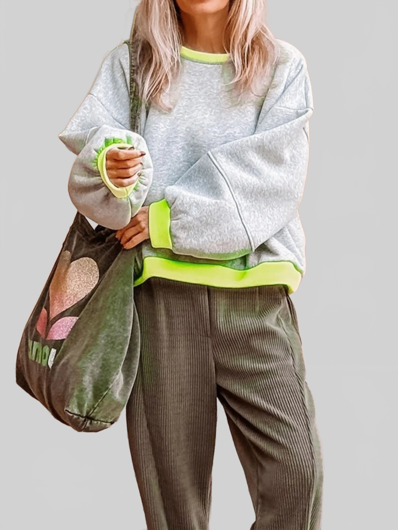 Women Contrast Trim Oversized Sweatshirt