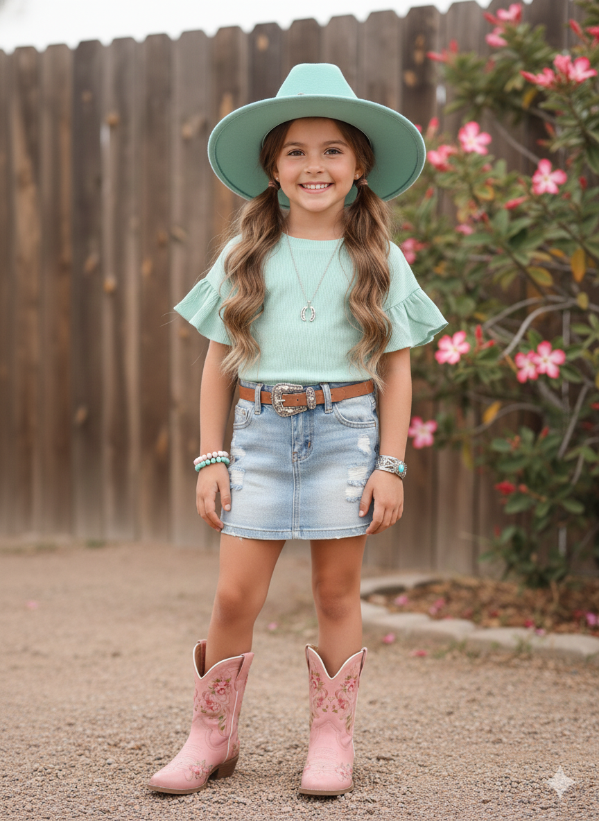 Ruffle Sleeve Ribbed Shirt (Mint)